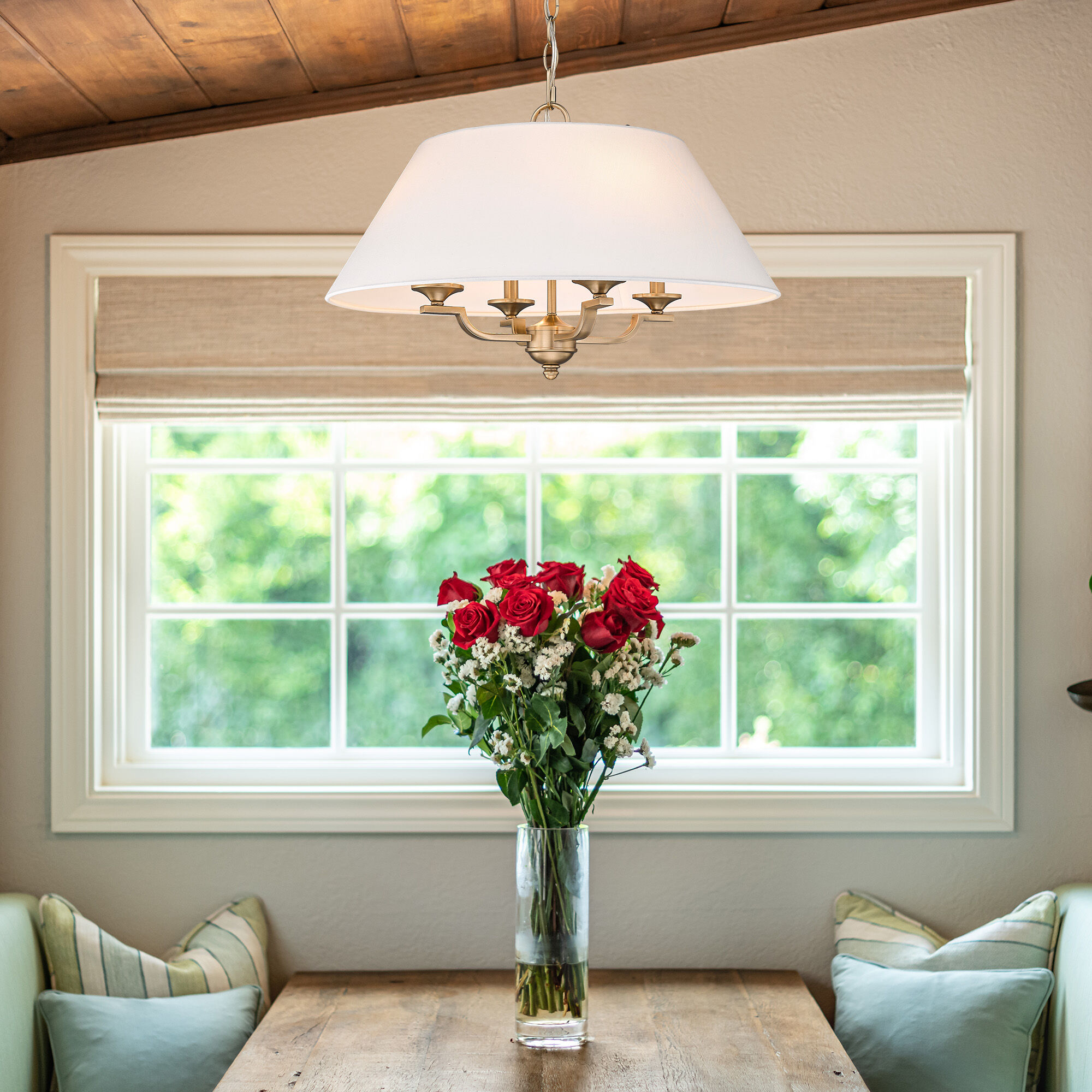 Coretta 4 Light 25 inch Modern Brass Pendant Ceiling Light